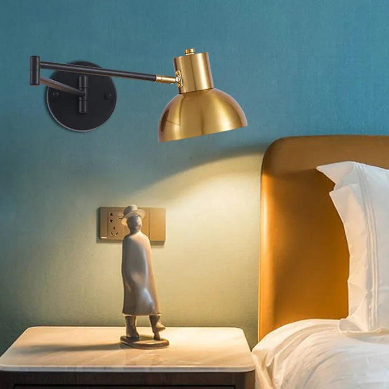 Modern double-section rocker arm wall lamp in a neutral colour, showing its adjustable arms and light head.