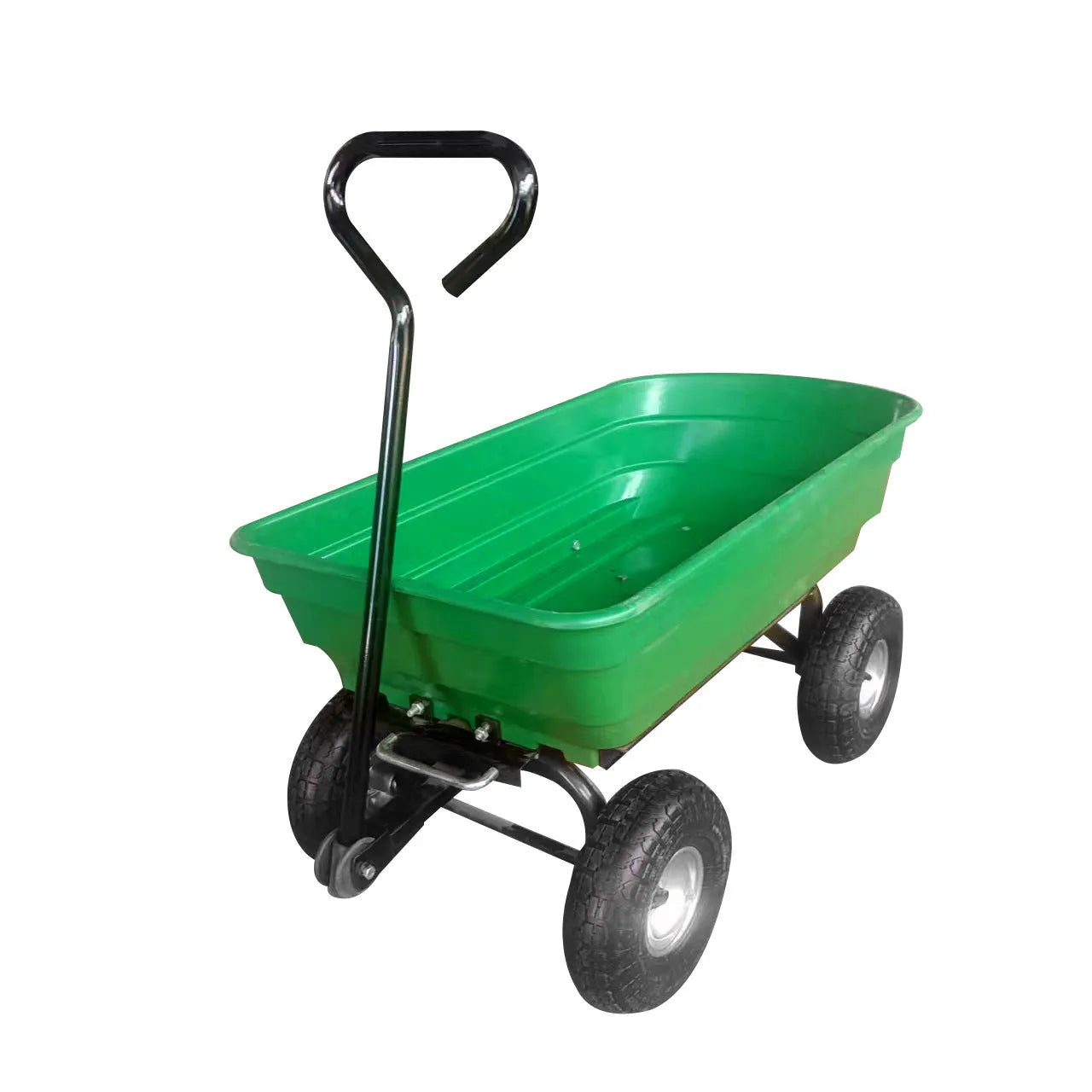 Green four-wheel plastic dumptruck for garden and agricultural use, model TC2145.