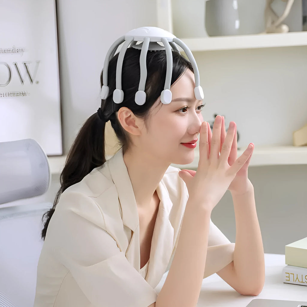 USB powered head massager with multiple claws for scalp vibration and relaxation