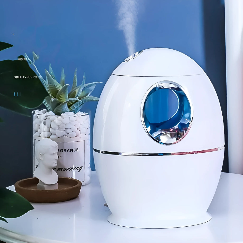 White columnar household humidifier with anion air disinfection function and USB cable.