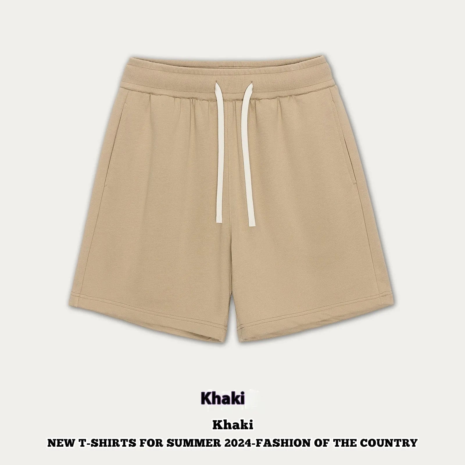 Baby boy and girl wearing loose-fitting cotton denim shorts in cream apricot colour.