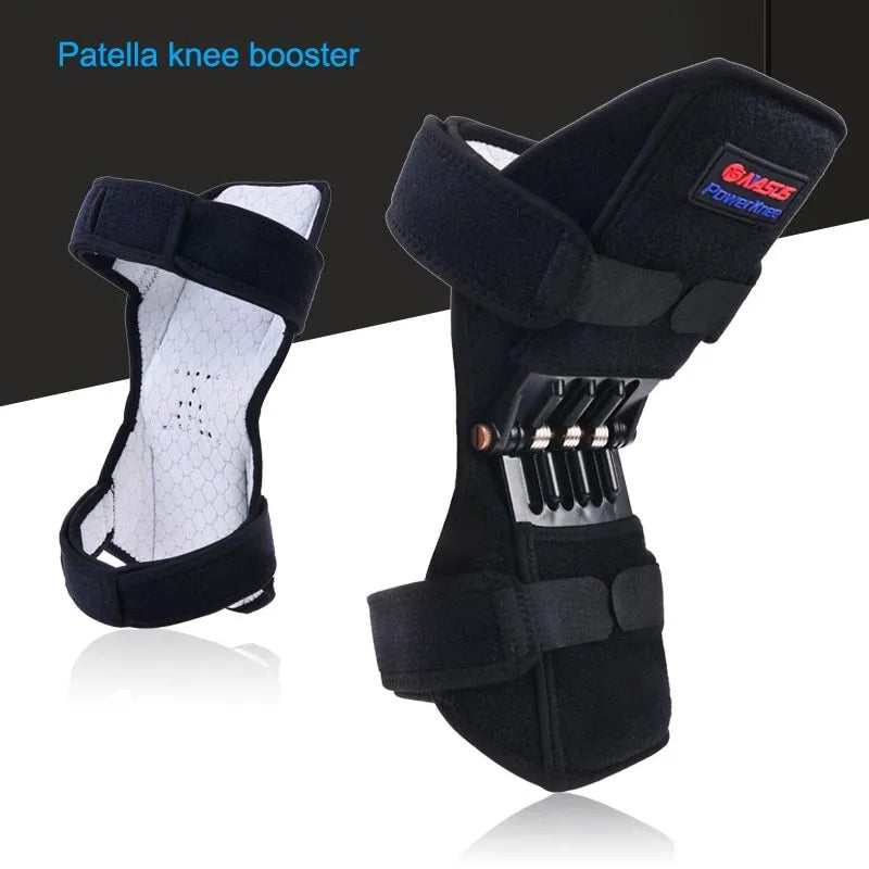 Adjustable knee brace with patella support and spring mechanism in breathable fabric