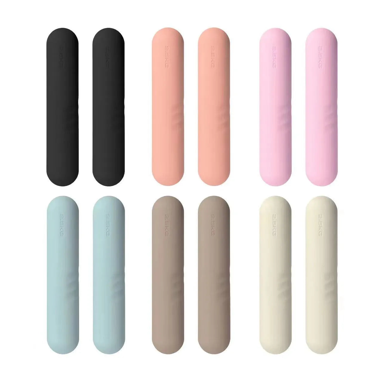 A hand-drawn silicone-grip dumbbell stick in various colours with selectable weight options.