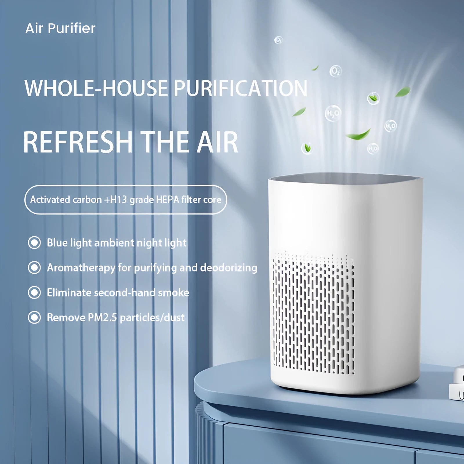 Simple style desktop air purifier with USB power connection for small room use
