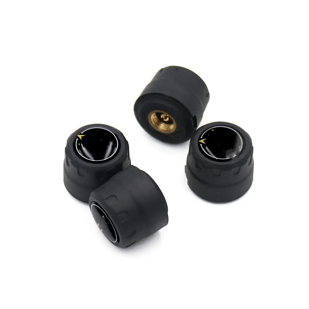 Black Bluetooth tyre pressure monitor sensors with wrench and anti-theft screws for vehicle safety