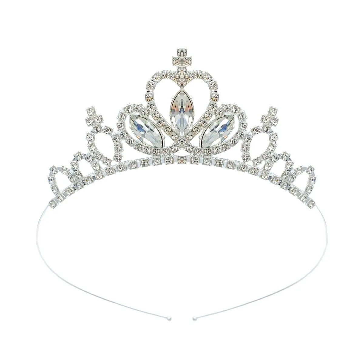 Gold and silver alloy princess crown headdress with electroplated gemstone colour finishes for birthday parties