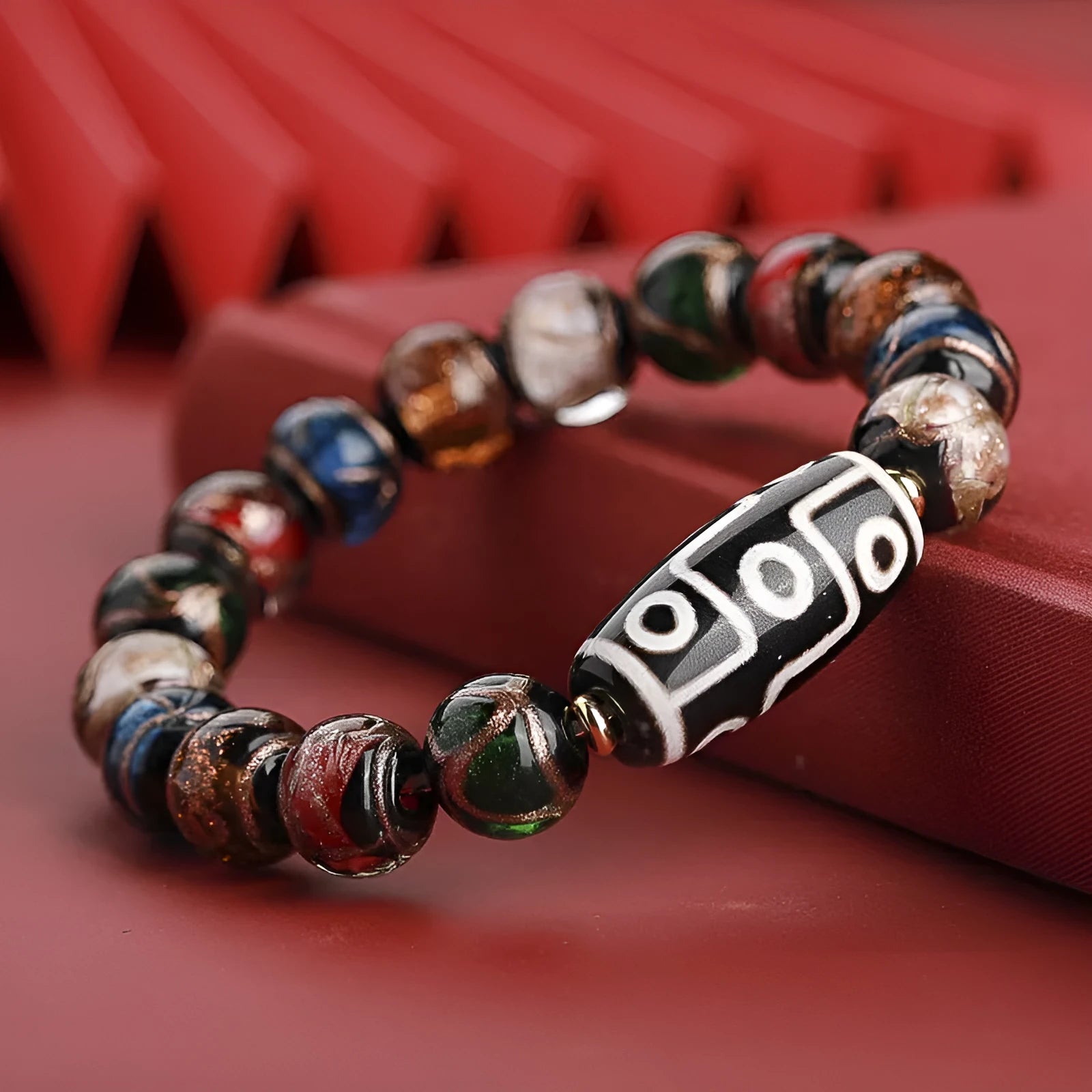 Chinese style coloured glaze bracelet with snake lucky beads in 10mm, 12mm, 14mm sizes