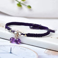 Women's crystal cherry bracelet with adjustable length in natural strawberry quartz colour