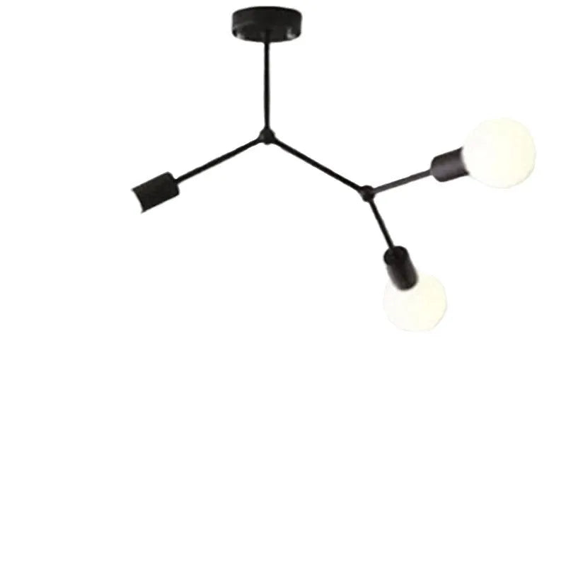 Nordic style iron ceiling lamp with multiple light heads in black or white colour