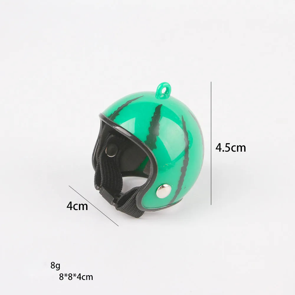 Small adjustable plastic helmet for chickens and birds with elastic bands and sponge lining