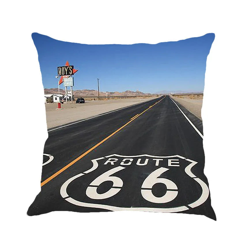 European style linen cushion cover with landscape pattern in one of six colour options