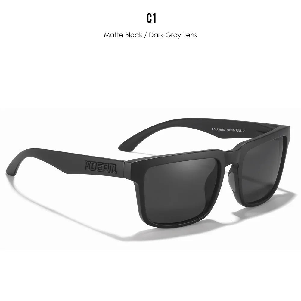 Polarized square sunglasses with TAC lens and PC frame in multiple colour options for outdoor use