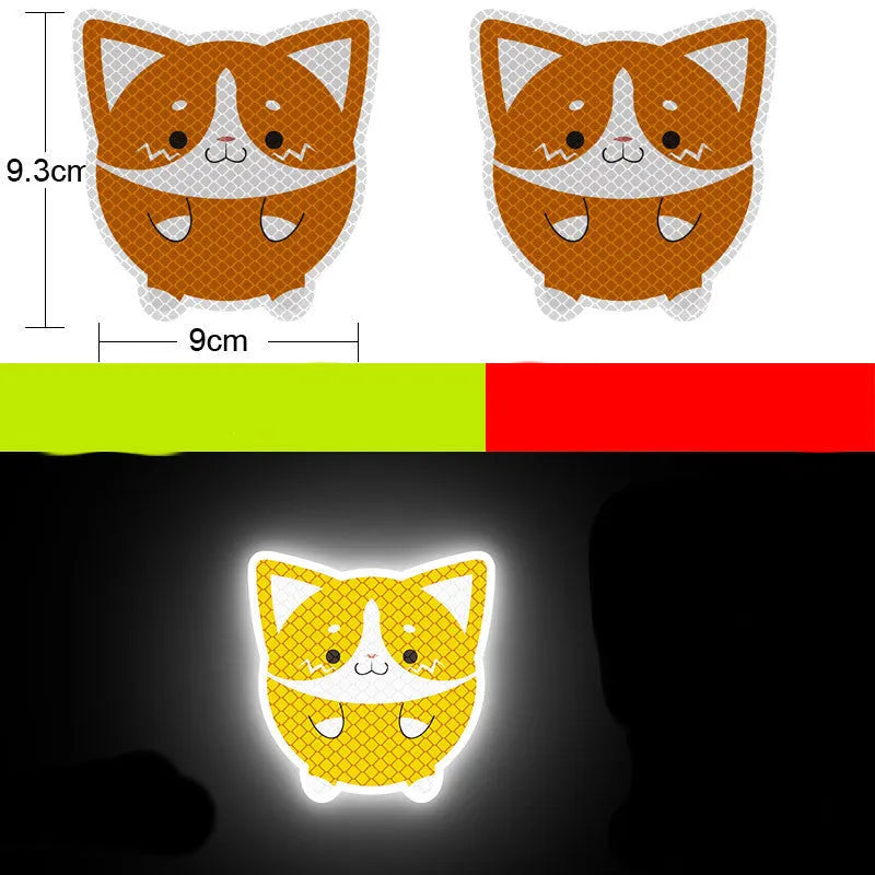 A pair of diamond reflective film warning stickers for vehicles, showing sample designs.