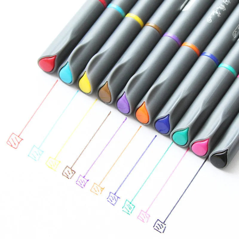 10 hook line pens with 0.38mm tips for technical drawing, 15.8cm length