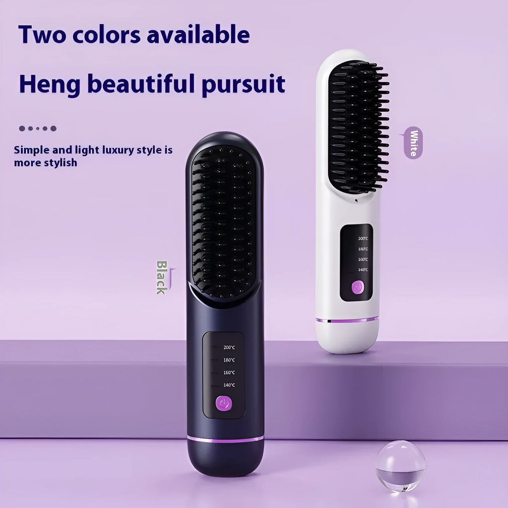 Household portable charging negative ion straight hair comb in white, dark blue, or grey colours