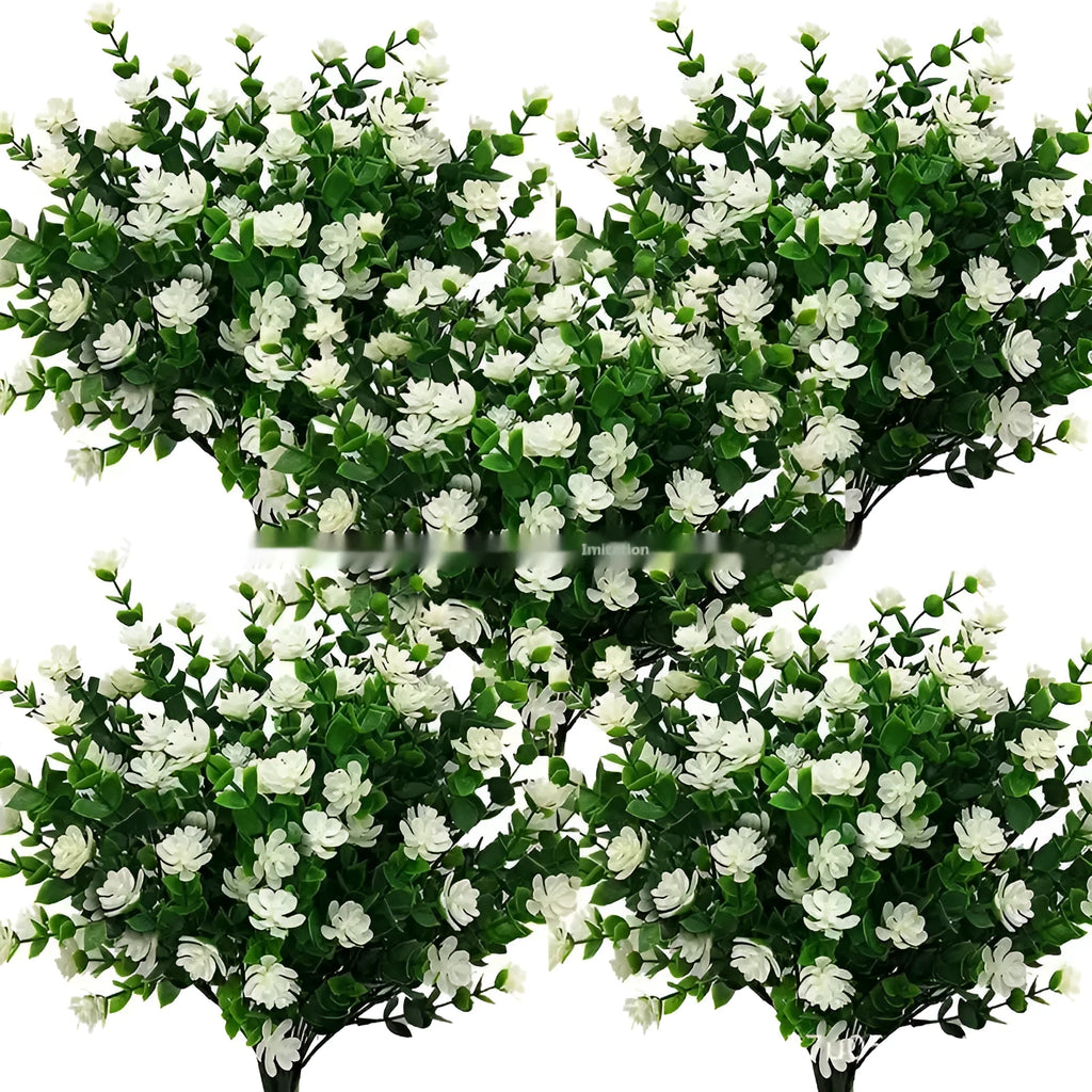 Plastic artificial eucalyptus camellia bouquet in mixed colours for wedding decor and photography props