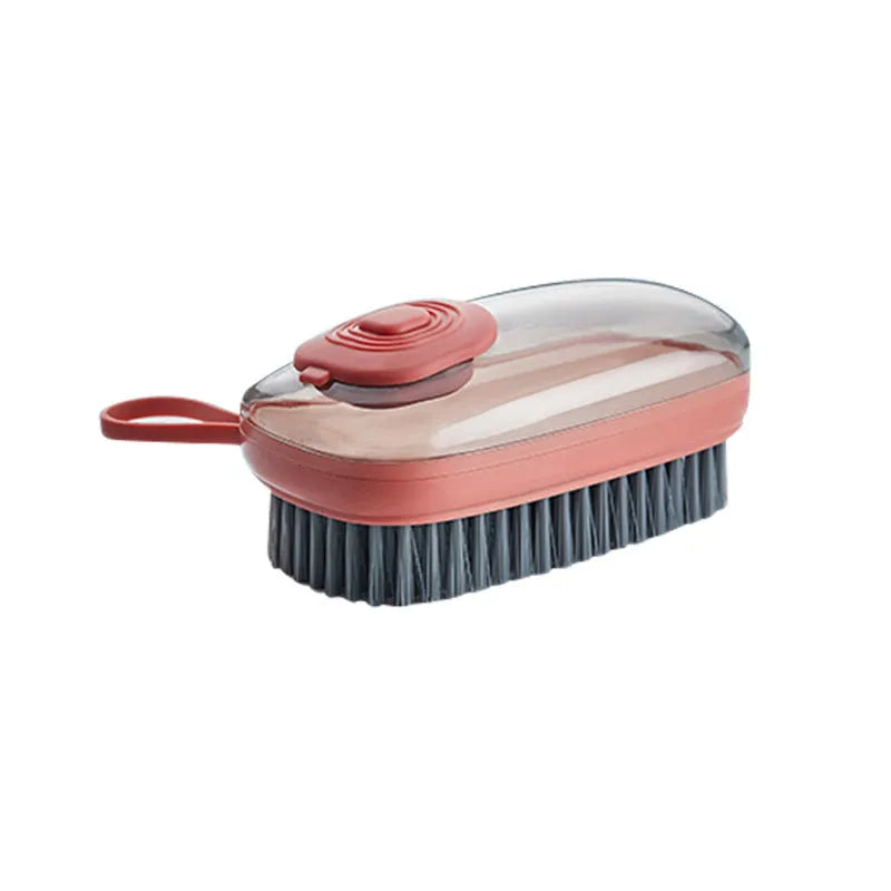 Automatic liquid cleaning brush with ergonomic ABS handle and replaceable brush head for household cleaning