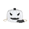 Cartoon pumpkin shoulder bag in orange with chain strap on white background