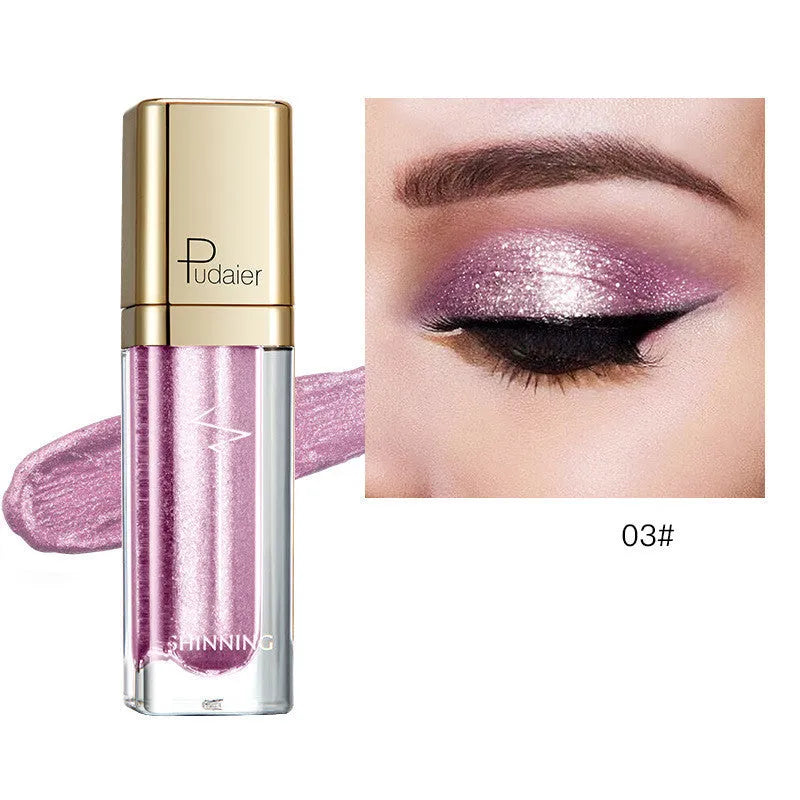 18-colour glitter eyeshadow palette with mother-of-pearl shades including Beige, Rose Gold, and Sapphire Blue