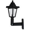 Black hexagonal solar wall lamp with light sensor for outdoor garden lighting