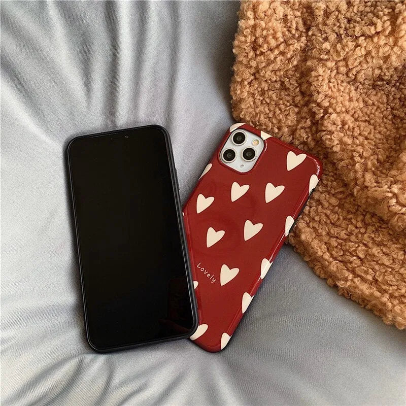 Love Glossy TPU phone case for Apple iPhone models, solid colour red back cover with glossy finish