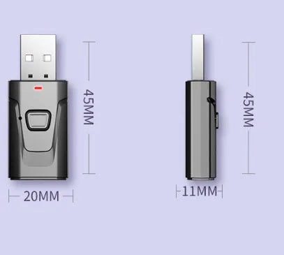 Bluetooth 5.0 car adapter receiver USB and 3.5mm interface in black colour