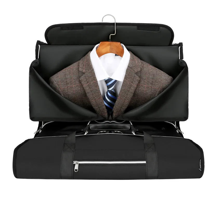 Grey Oxford cloth sports and business bag with expansion feature and dry wet separation compartments.