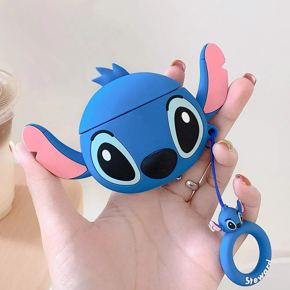 Silicone flip-top protective case for AirPods 1 and 2 with cartoon animal design options.