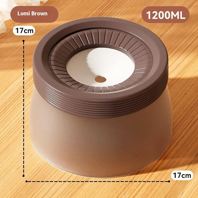 Suspended pet water bowl with non-wet mouth design in green colour showing bowl and base plate