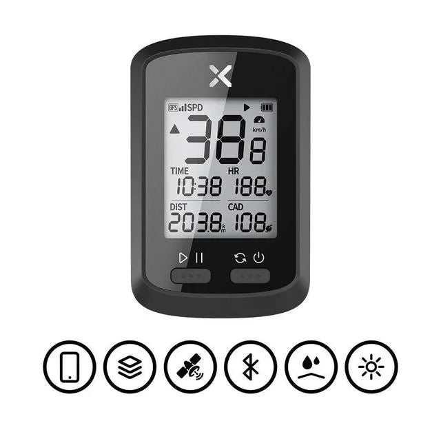 Black plastic bicycle stopwatch with digital display for cycling training