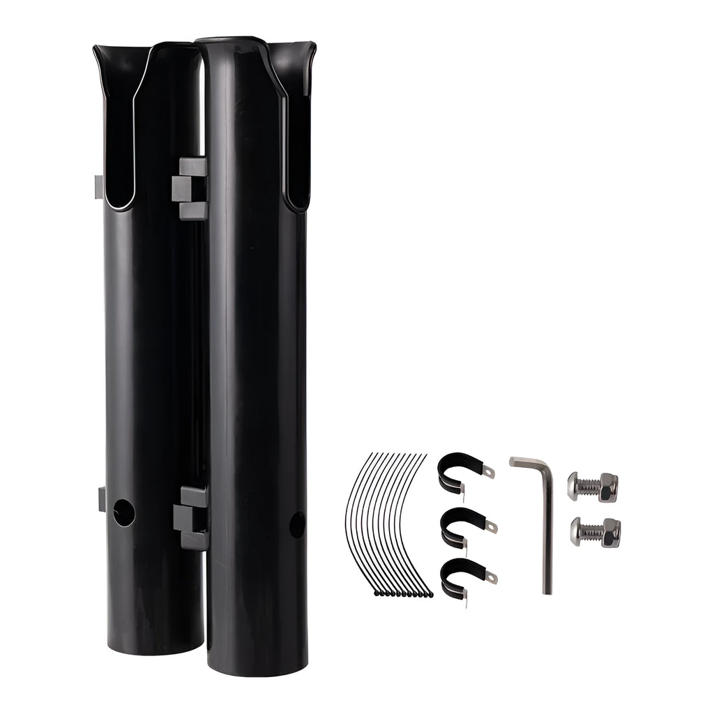 Carbon plastic double-layer fishing rod rack for motorcycle and electric bicycle mounting