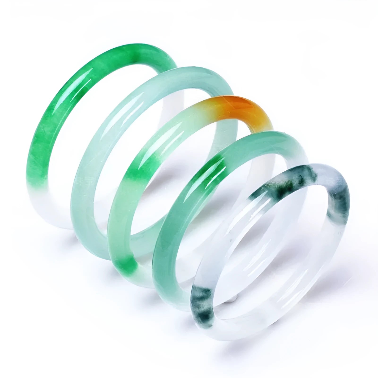 Women's jade bracelet with floating flower design in ice-like emerald appearance