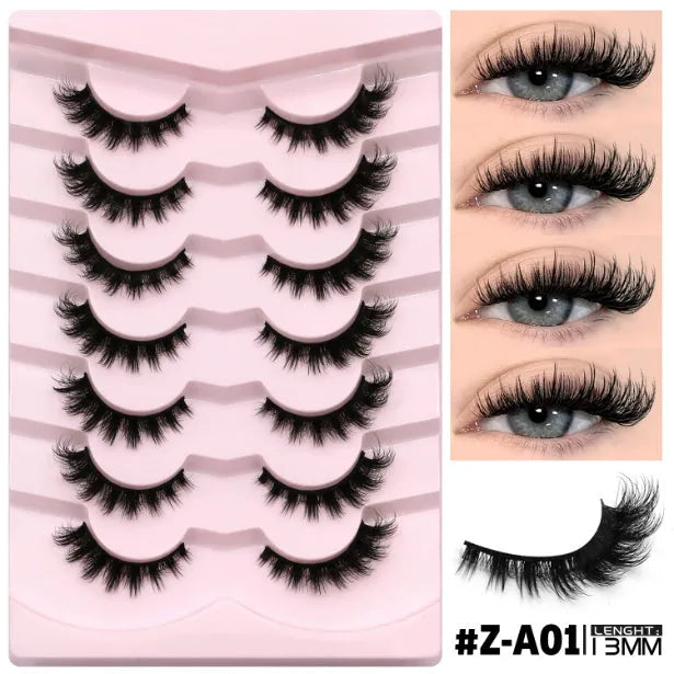 Natural false eyelashes in thick long style without eyeliner requirement