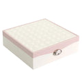 Red and white PU leather jewellery storage box with large capacity for necklace and ring organisation