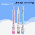 Vaccine pen design gel pen with black refill showing retractable click mechanism and 0.5mm needle tube point