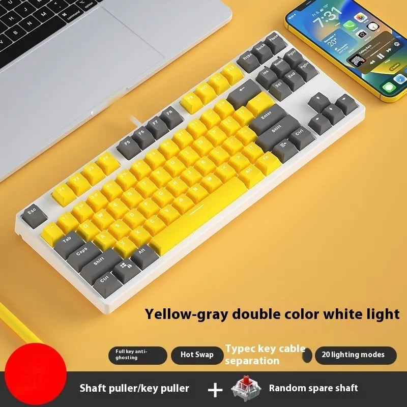 87-key mechanical gaming keyboard with colourful keycaps and metal chassis