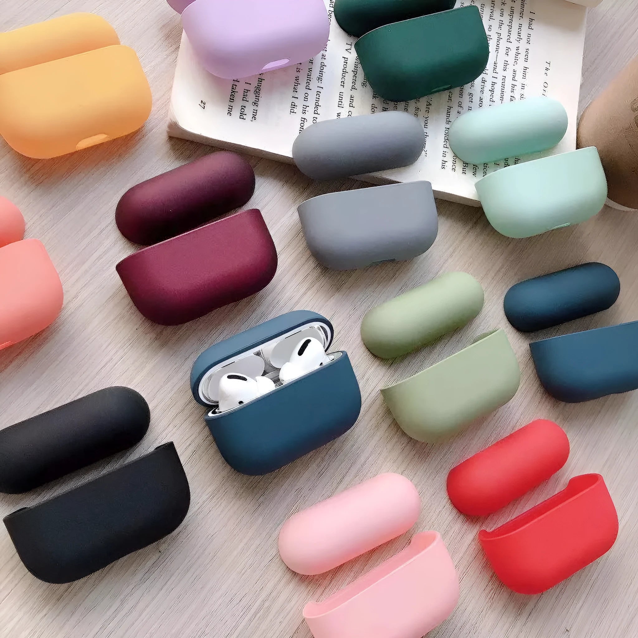Plastic protective case for Apple AirPods Pro and AirPods 3 in various colours.