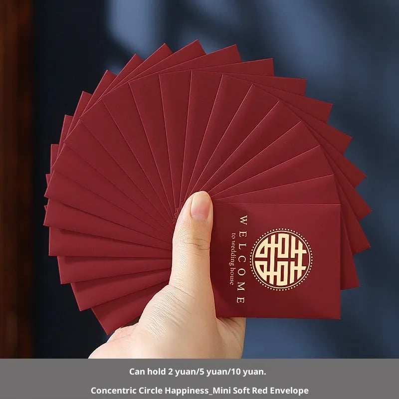 Assorted mini red packets for wedding lucky money in Chinese style paper design with seal closure