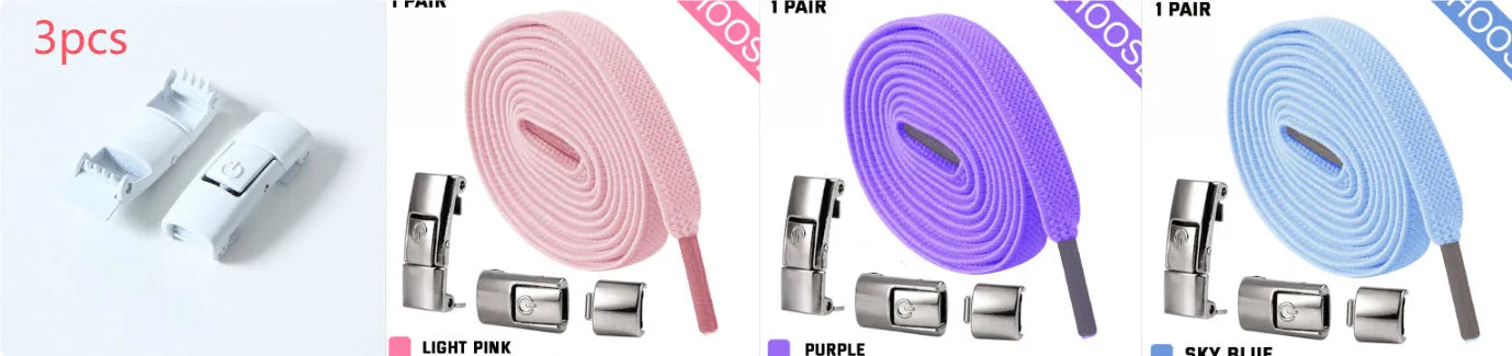 Press lock elastic shoelace with 8mm flat width and cotton weave on a trainer.