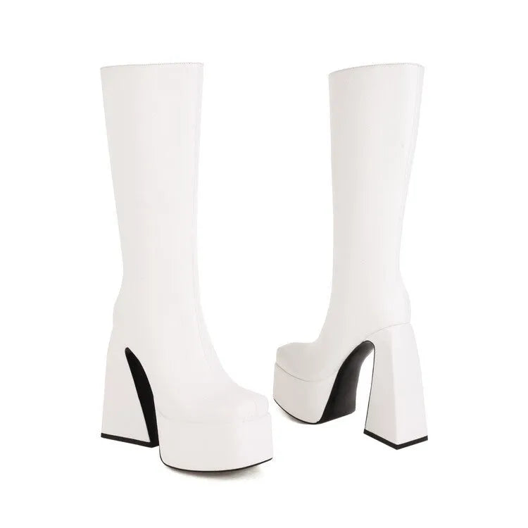 Women's artificial PU casual ankle boots in black, red, blue, and white colour options