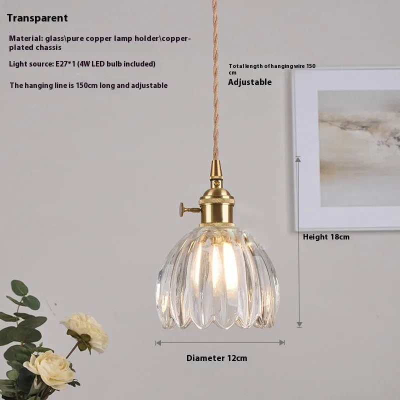 Vintage glass flower bedside chandelier in Nordic style with five colour options