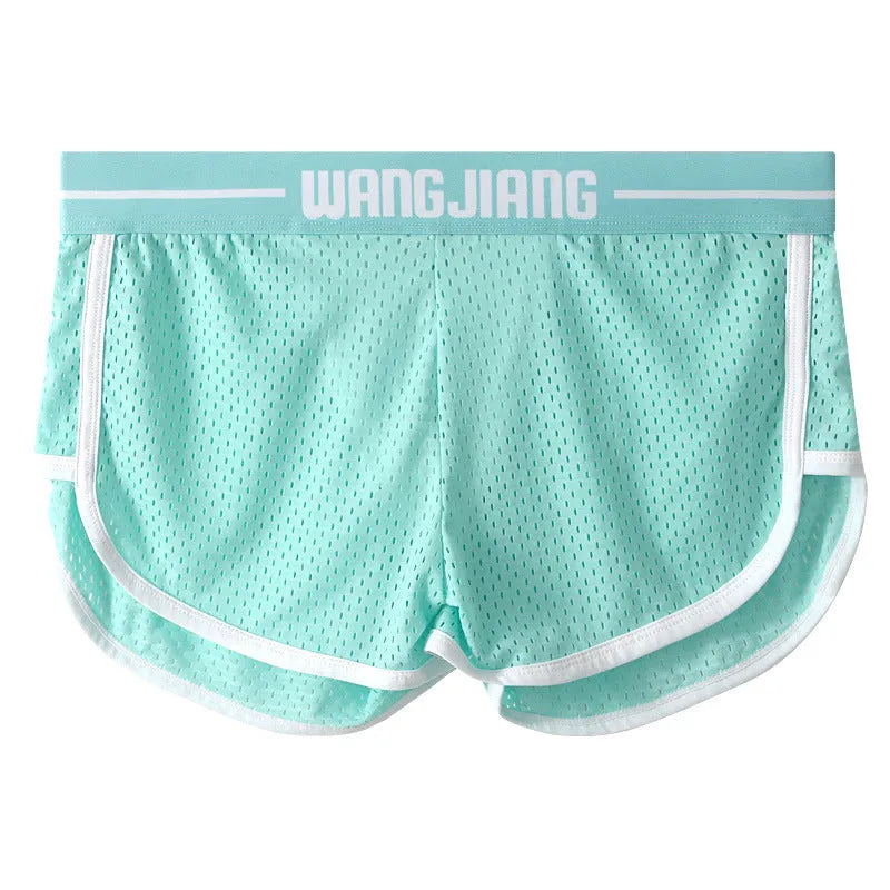 Ice Silk men's boxer shorts in solid colour, loose thin knitted Nylon design for breathable wear