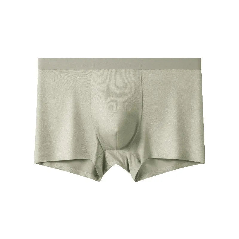 Bamboo fibre seamless men's underwear mid waist breathable antibacterial solid colour black front view