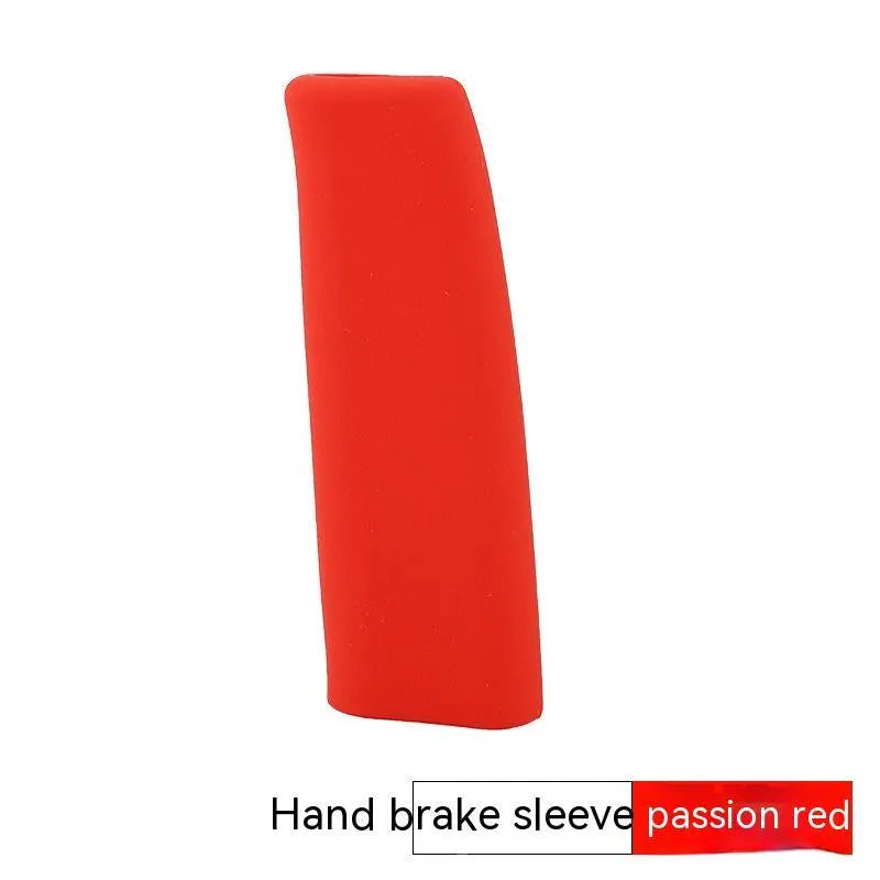 Silicone handbrake sleeve for car interior in five colour options: black, grey, beige, red, blue