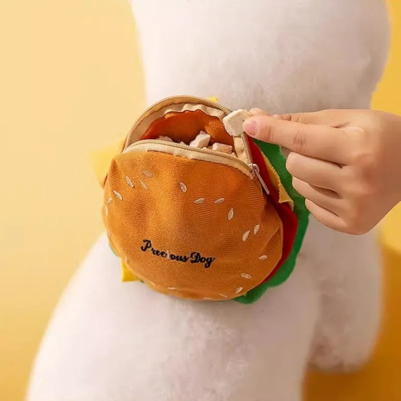 Cartoon hamburger and chips design adjustable escape-proof vest harness and leash set for dogs and cats.