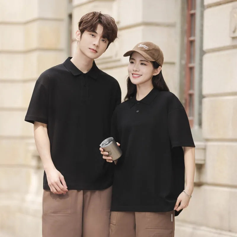 Honeycomb mesh beaded cotton blend short sleeve shirt in a solid colour, loose fit for summer