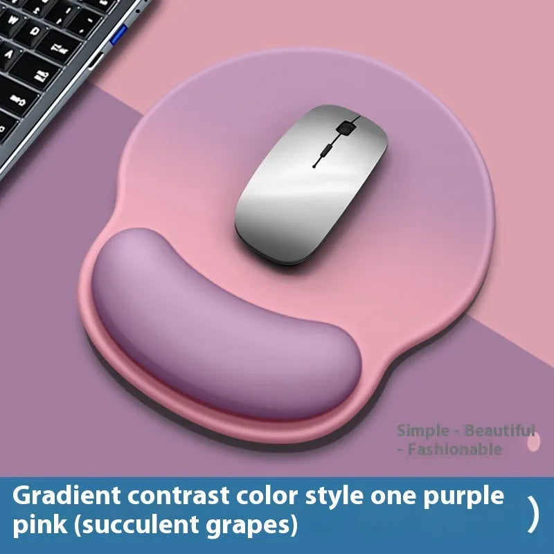Silicone mouse mat with wrist support pad in gradient blue-black colour pattern