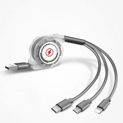 3-in-1 telescopic charging cable extended to 120cm with titanium alloy connectors