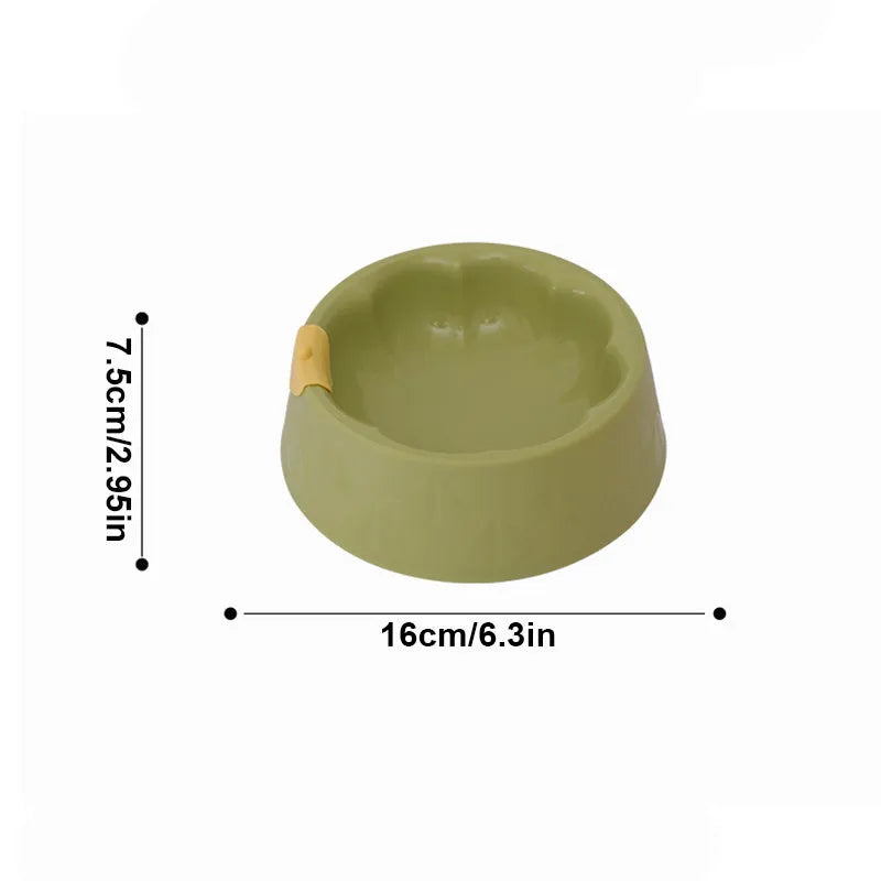 Green plastic anti-tipping pet bowl for cat or dog food and water