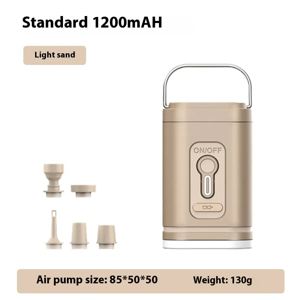 Camping multi-function pump with lighting and SOS in light sand colour, Type-C interface